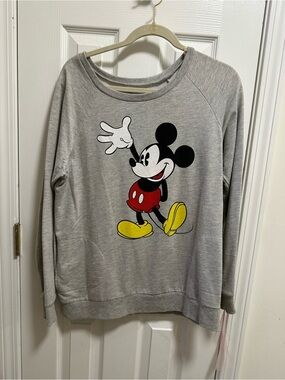 Disney Gray Crewneck Sweatshirt with pockets. Classic Mickey Graphic